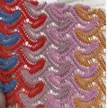 Macro detail of colorful striped sheer crochet lace fabric for summer sexy dresses. - S / Top And Bottom / Pink