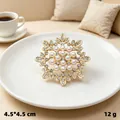 Vintage star brooch with faux pearls and rhinestones, elegant gold-plated pin, 4.5cm size. - KC Gold Gypsophila