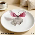 Purple butterfly brooch with crystals and glitter, size 4.3x4.2x2.4 cm, weight 5g - Silver Red Butterfly