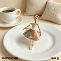 Elegant golden ballerina brooch with pink crystal skirt for clothing accessories - Gold Ballet Girl Pink Crystal