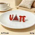 Elegant red enamel U Triangle TE brooch with white pearls and red rhinestones variant - Silver Triangle Gold Stone
