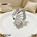 Elegant butterfly brooch with white stones and rhinestones, size 5.7x3.7 cm - Butterfly Style (White)