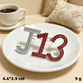 Elegant pearl and red rhinestone letter JB brooch pin for sweaters and scarves accessory - Silver J13 Red Rhinestone