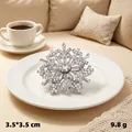 Elegant snowflake rhinestone brooch variant, 3.5x3.5 cm size and 9.8g weight specification - Silver Snowflake Zirconia