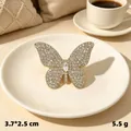 Sparkling gold butterfly brooch with rhinestones, 3.7x2.5cm vintage pin accessory - Gold Full Rhinestone Butterfly