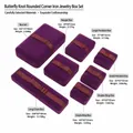 Set aus lila Samt-Schmuckgeschenkboxen mit Schleife in verschiedenen Größen und Gewichten - Dunkelviolett (Schleife) - Einzelringbox / 6x5x3.5cm Metall-Samt-Box