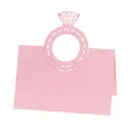 Elegant pink laser-cut diamond ring shape paper place card for wedding guest seating - Pink