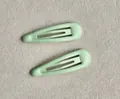 Set of two mint green metal snap hair clips with a smooth candy-colored finish for girls - 2 Pcs/Set / Jade Color