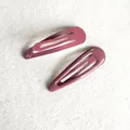Glossy mauve pink enamel snap hair clips set for stylish hair styling accessories - Dark Red