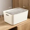 Large cream white plastic storage bin organizer with handle and dimensions 41x28x19.3cm - Extra Thickened No Lid Style / Super Large (41x28x19.3cm) / Cream White