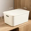 Large white thickened plastic storage box with lid measuring 41.5x28.5x19.5cm for home - Extra Thickened With Lid Style / Super Large (41.5x28.5x19.5cm) / Cream White