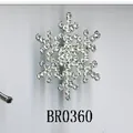 Christmas snowflake brooch pin with sparkling white crystals for elegant suit decor - Snowflake with Rhinestones (BR0360) / Silver