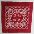 Red polyester paisley bandana with classic white symmetric floral pattern print for outdoors - 54*54CM / Red