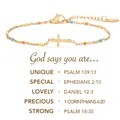 Gold stainless steel cross bracelet with colorful beads and religious inspiration - Faith Style (God says) / With Card / Gold