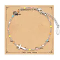 Dettaglio del bracciale bohémien a croce in acciaio inox con vivaci perline colorate - Classico