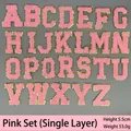 Komplettes Set mit 26 rosa Chenille-Alphabet-Patches, Goldglitzer-Rand, Höhe 5,5 cm - A-Z Komplettset / Rosa