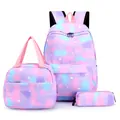 Conjunto escolar de 3 piezas violeta estrellado con mochila, bolsa de almuerzo y estuche - Violeta