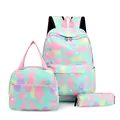 Juego de 3 mochilas escolares con estampado de nubes pastel, bolsa de almuerzo y estuche - Verde claro