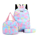 Conjunto de mochila escolar tie-dye de 3 piezas con bolsa de almuerzo y estuche rosa - Azul cielo