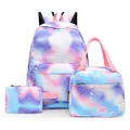 Juego de 3 mochilas con estampado de galaxia y efecto tie-dye con bolsa de almuerzo y estuche - Púrpura estrellado