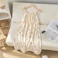 Sweet sweet style koala print double-layer cotton gauze strappy nightgown for women - M / Nightdress / Moon Koala
