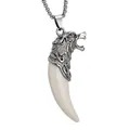 Collier rétro en acier inoxydable avec pendentif tête de loup et dent pour homme, style gothique - Pendentif Uniquement (Sans Chaîne) / Sans Chaîne
