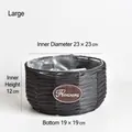 Large black hand-woven rattan-like round flower basket planter for decoration - Black Large