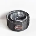 Hand-woven black round imitation rattan flower basket with plastic liner for succulents - Black Large and Small Set