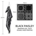 Detail view of black paisley square scarf with 70x70cm size and double-sided print - 70x70 / Black