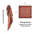 Elegant retro paisley pattern square silk scarf in orange-brown color size 70x70cm - 70x70 / Orange Brown