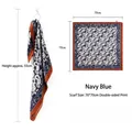 Vintage navy blue paisley square silk scarf bandana 70x70cm for unisex street style fashion - 70x70 / Navy Blue