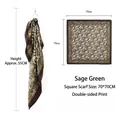 Retro dried grass green paisley 70x70cm square scarf with double-sided print detail - 70x70 / Dry Grass Color