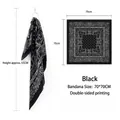Vintage black paisley square bandana with 70x70cm dimensions and double-sided print - 70x70 / Black