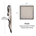 Vintage khaki paisley silk square scarf 70x70cm with double-sided printing for fashion - 70x70 / Khaki