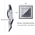 Vintage navy blue and white paisley pattern square silk-like scarf, 90x90cm variant - 90x90cm / Navy Blue + White