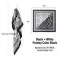 Vintage black and white paisley pattern square silk-like scarf 90x90cm product variant - 90x90cm / Black+White