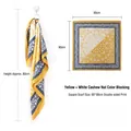 Premium vintage yellow and white paisley print square silk scarf for women 90x90cm size - 90x90cm / Yellow + White