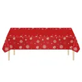 Mantel desechable festivo de PE rojo con estampados de copos de nieve para fiesta navideña - Copo de Nieve Rojo / 110*180cm