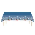 Mantel de Navidad de PE con diseño de copos de nieve de invierno y casa de jengibre - Copo de nieve azul / 137*274cm