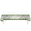 Mantel de Navidad desechable con copos de nieve y borde de guirnalda festiva - Árbol de Navidad verde