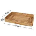 Handgeweven rechthoekig rotan dienblad voor cosmetica en snacks, maat 37x23x5cm - 37x23x5cm / Grote ondiepe schaal