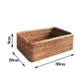 Vintage geflochtener rechteckiger Rattan-Aufbewahrungskorb 30x20x9cm für den Schreibtisch - Großer rechteckiger Korb