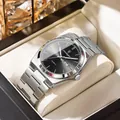 Orologio al quarzo da uomo di lusso con cinturino in acciaio inossidabile e quadrante nero - Modello P930 con Cinturino in Acciaio / Cassa Argento Quadrante Nero