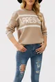 Maglione casual in maglia da donna con scollo a giro e jacquard APRÈS colore beige - S / Tops / Cachi