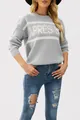 Elegante maglione grigio in maglia con jacquard di lettere Après S bianco da donna - S / Tops / Grigio