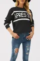 Maglione nero da donna con scollo a giro e lavorazione jacquard bianco scritta Après Ski - S / Tops / Nero