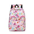 Girls' schoolbag with vibrant rainbow and star graffiti print in pink - Single Bag / Rainbow