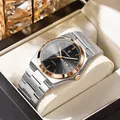 Orologio al quarzo di lusso da uomo con cinturino in acciaio bicolore argento e oro rosa - Modello P930 con Cinturino in Acciaio / Bicolore Oro Rosa Quadrante Nero