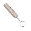 Detail view of pink rhinestone-encrusted portable perfume atomizer with keychain - Gold