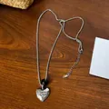 Minimalistische zilveren ketting met hartjeshanger en verstelbare ketting - Bultig Hart Hanger / Zilver-Obsidiaan-Hart